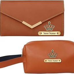 Personalized Leather Travel Pouch, Ladies Wallet with Name, 2 in 1 Personalized Gifting Items, Birthday Gift for Women, Customized Gifts for Female Employees, Customised Gift for Wife (Tan)-image-24