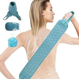 3 Pcs Exfoliating Back Scrubber for Shower, Korean Exfoliating Gloves Mitt for Body Exfoliation, Bath Scrub Loofah Sponge, Back Brush Washer Exfoliator for Men and Women(Multicolor)-image-75