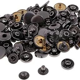 FABLOFT® 30 Sets Metal Fasteners Snap Rivets Buttons for Leather Crafts Dark Nickel-image-50