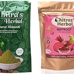 Chitra's Herbal 100gm Beetroot Powder And 150gm Natural Mehndi Powder For hair Colour and Growth-image-84