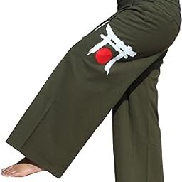 Warm Cotton Fisherman Wrap Pants Japan Gate Screen Print-image-27