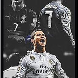 HK PRINTS Cristiano Ronaldo Football Motivational Poster with Frame for Living Room, Ronaldo Photo Frame, Home, Office, Wall Hanging, Size 14x20 inch, Synthetic Wood, Acrylic Glass F-7-image-55