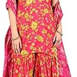 Multi-coloured Printed Sequined Kota Kurta, Flared Culottes and Dupatta Set-image-61