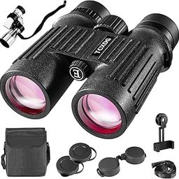 HD 10x42 Binoculars with Phone Adapter - 8x20 Corner Monoculars - Large View, Clear Low Light Binoculars - Waterproof, Lightweight for Birding, Boating, Hiking, Camping (Black)-image-6