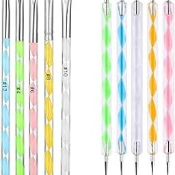ikis Nail Art 5 PCs Acrylic Brush Pens With 5 Pcs Nail Art Dotting Marbleizing Tool Pen for Professional Nail Salon, Nail artists.-12