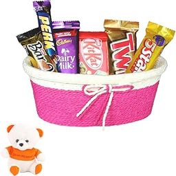 SFU E Com Loaded Chocolatey And Crunchy Chocolates Hamper | Valentine Love Teddy Bear With Chocolate Combo | Valentine Chocolate Hamper | 125-86