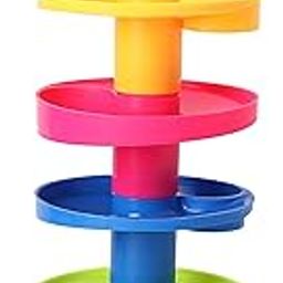 MABLE 5-Layer Ball Drop & Roll Swirling Tower - Educational Toy for Babies & Toddlers | Stack, Drop & Roll Fun with 3 Spinning Acrylic Activity Balls | Multicolor Delight-24