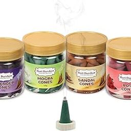 Hari Darshan Dhoop Cones Combo Pack of 4 | Rose Sandal Lavender Mogra | Organic Charcoal-Free Long-Lasting Aromatic Herbal Dhoop Cones for Pooja Meditation & Home Fragrance | Pack of 4 (125g Each)-image-44