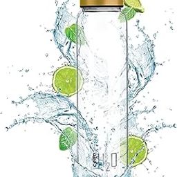 CELLO H2O Borosilicate Glass Water Bottle | Glass Fridge Bottle | Wide mouth for Easy Cleaning | Bottle for Hotel, Travel, Office, College | 1 Litre, Copper-22
