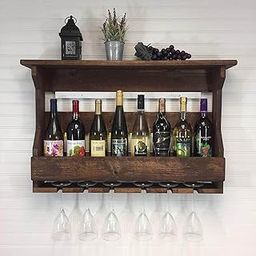 SARARTH Sheesham Wood Jorden Wooden Wall Hanging Design Bar | Bar Cabinets for Home | Mini Bar for Home | Solid Wood Make Wine Storage Cabinet with Glass Hanging Space-Walnut Finish-image-51