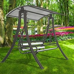 Kaushalendra Outdoor Swings Jhula with Roof Hammock Chair - 3 Seater, High-Strength Iron, 350 kg Capacity, Black-10