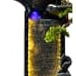 Royal Fountain LED Illuminated Table Top Water Fountain with Bonsai Tree, Meditating Monk Figurine, Rock Cascade Design & Soothing Waterfall Effect for Home Office Decor-image-14