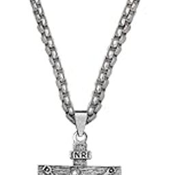 Religious Lord Jesus Christ Cross Silver Stainless Steel Pendant Necklace Chain For Men And Women-image-95