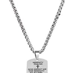 Religious Serenity Prayer Cross Bible Verse Cross Christian Faith Silver Stainless Steel Pendant Neckalce Chain For Men And Women-image-27