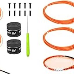 Proberos® Badminton Racket Strings Set for 2 Rackets Replacement String Repair Kit with Accessories Tools Nylon Fiber 0.78mm Tension 26lbs 10m Orange 2PCS-16