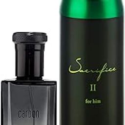 Ajmal Carbon EDP Citrus Spicy Perfume 100ml for Men and Sacrifice II for Him Deodorant Fruity Aromatic Fragrance 200ml for Men-2