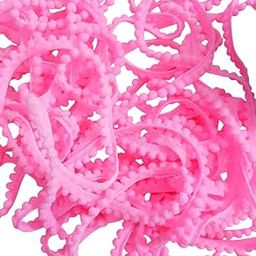 Pom Pom Cotton Lace Border | Decorative Bobble Ball Fringe Braid Gota Patti Trim Lace for Lehenga Saree Blouse Dupatta Craft (Light Pink)-image-1
