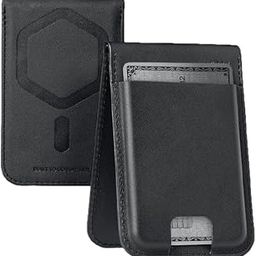 Urban Armor Gear UAG Wallet - Metropolis Magnetic Wallet Compatible with Mag-Safe 5 Cards Holder with Kickstand for iPhone and Galaxy Phone, PU Vegan Leather - PU Black-picture-1