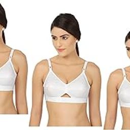 100% Soft & Pure Cotton White Bra Pack of 3-image-64