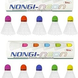Neon Combo Pack of 10 Shuttlecocks (5 Multicolored Cork Plastic), Neon(5 Multicolored Cork Plastic) for Outdoor Indoor Sports-image-95