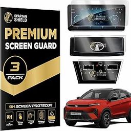 Spartan Shield {3 PACK) Screen Guard For TATA NEXON 2024 | 10.25 INCH INFOTAINMENT [ROUND CORNERS] + STEERING + AC Protector || Naxon 2023 Facelift Car Accessories [Not Tempered Glass]-37
