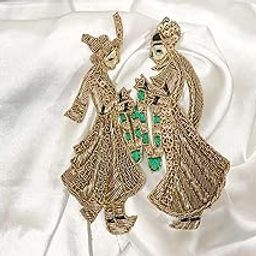 Mohan Shoppe Hand Embroidery Patch Golden Doli for Ladies Suits Bridal Lehenga Gowns Blouses Dresses Package of 1 Piece (24)-image-39