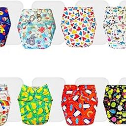 Dumbledo Premium Cloth Diaper with Cotton Insert (Pack of 8) | Snug Fit | Breathable | Travel Friendly | Designed by Moms | 3 Months – 3 Years | Unisex Baby-image-9
