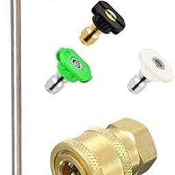 JPT Combo 10"/25CM Pressure Washer Extension Rod, One Quick Connector, and 5-Piece 1/4-Inch Quick Connect Universal Pressure Washer Nozzle Tips-13