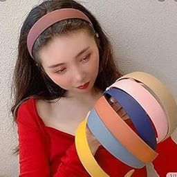 Glam Shopperz Wide Plastic Matte Headbands, Solid Color Fashion Hair Accessories, Multi-Color Pack of 11-image-99