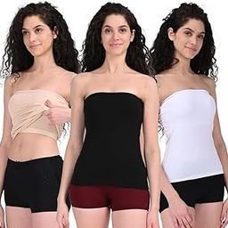Adira | Tube Tank for Women | Tube Tank for Women | Off-Shoulder Design | Built-in Tube Bra | Anti-Slip Silicone Elastic | Body-Hugging Fit | Soft Cotton Blend | Pack of 3-image-28