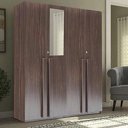 CASPIAN Furniture 4 Door Wardrobe for Bedroom with Mirror, Shelves and Hanging Space | 4 Door Wardrobe for Clothes Wooden Furniture | Engineered Wooden Cupboard | Home Storage (Wood Texture)-11