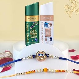 VOKKA Rakhi Gift for Brother – 2 Unisex Deodorants 150ml Each Travel Vibes + Office Vibes with 2 Rakhis | Royal Evil Eye & Sunset Beaded Rakhi | Raksha Bandhan Combo Set for Bhaiya & Bhabhi-image-62