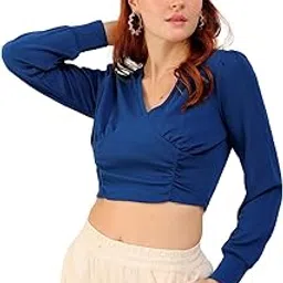 freehand by The Indian Garage Co Women Fitted Casual Textured Crop Top-picture-11