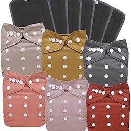 babygoal Reusable Charcoal Bamboo Cloth Diapers Pack of 12, Leakage Proof Double Gussets with Absorbent Inserts-Freesize, Rash Free, Washable Diapers for Babies 0-3 Years-6 Shells+6 Pads 6CHG03-IN-picture-16