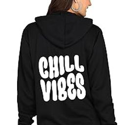 Chill Vibes Back Printed Rich Cotton Winter Wear Hooded Sweatshirt for Women's Cotton, Casual, Lightweight, Fashionable, Trendy, Solid Women's Winter Hoodie-image-32