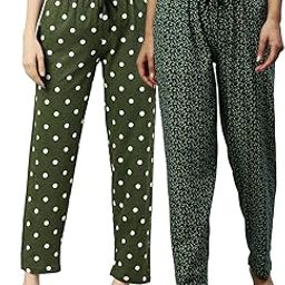 Women Printed pure cotton elasticated waist band regular fit pyjama-picture-3