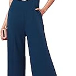Women's Teal Solid Relaxed Fit Round Neck Sleeveless Regular Length Jumpsuit-picture-36