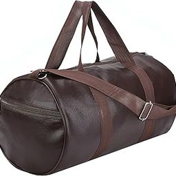 Gym Bag for Men & Women Leather Gym Bag with Shoulder Strap Bag Yoga & Travel Bag for Boys & Girls Duffle Bag & Travelling Bag Outdoor (Brown)-image-16