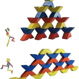 USHAVI Wooden Building Blocks Set, 21 Pieces, Montessori Educational Toys, Architectural Stacking Game-image-43