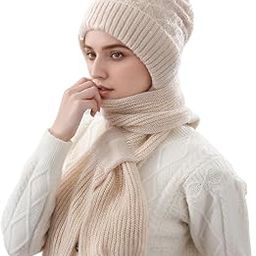 Winter Cap for Women with Mufflers, Knitted Woolen Cap for Girls, Stylish Woolen Caps for Women Winter Wear Scarf (MULTICOLOR)-image-98
