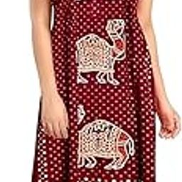 Womens Pure Cotton All-Over Printed Maxi Nightgown | Half Sleeves Nighty Sleepwear for Women and Ladies-image-68