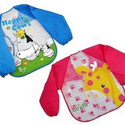 Lookool Waterproof/Reusable Full Sleeves Feeding Bibs Apron For Up to 3 Years Unisex Kids & Toddler in Assorted Design (Pack Of 2)-image-15