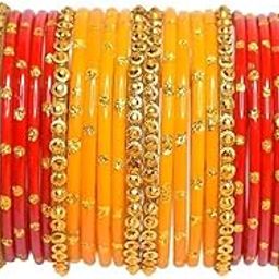 Madhav Enterprises Multicolor chndramukhi and moti glass bangles set for women and girls pack of 36-picture-52