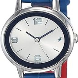 fastrack Women Leather Analog Silver Dial Watch-Nl6107Sl01/Np6107Sl01, Band Color-Blue-picture-7