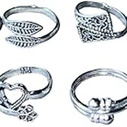 Women & Girls Metal Fancy Glossy finish Toe Ring Adjustable Bichiya/Leg Finger Ring-Combo-4 (A_C_P_110826_Silver)-image-64