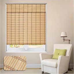 Bamboo Roman Shades Light Filtering Window Blinds Roll Up Window Treatment for Indoor Windows Light Filtering UV Protection Window Treatment for Home and Office (5"x 10", Brown)-image-0