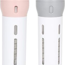 Travigo 2 Pieces 4-in-1 Travel Bottle Set, Dispenser, Includes Four 40 mL Cosmetic Toiletry Containers for Shampoo, Lotions, Skincare, Makeup Products (Gray-Pink (2-PC SET))-38