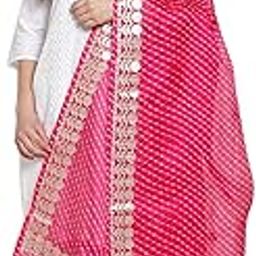 Women's Cotton Leheriya Gotta Patti Dupatta (Magenta, Length: 2.25 m, Free Size)-image-2