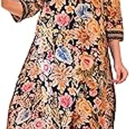 Womens Rayon Plus Size Floral Printed Kurta with Pant for Girls Ladies for Any Ocassion Dress-image-63