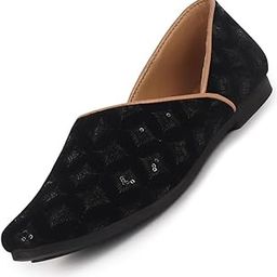 Men's Embroidery Sequin Ethnic Half Cut Slip On Juttis and Mojaris for Wedding|Slip-On for Nehru Jackets|Traditional Sherwani Shoes-image-48